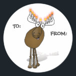 Autocollant cadeau Hanoukka; À : DE :<br><div class="desc">Ce petit orignal chéri vous souhaite la merveilleuse Hanoukka maudite et beaucoup de menorah !</div>