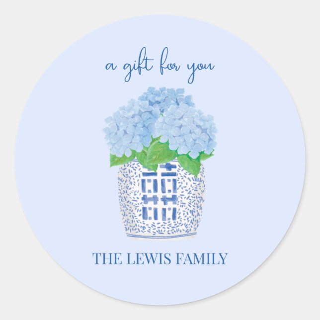 Autocollant cadeau Hydrangea de style chinois (Devant)