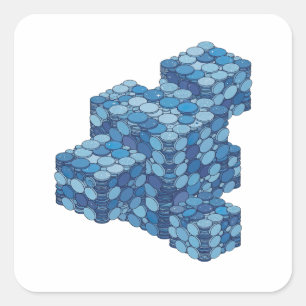 Autocollant Cadeau Marches PIÈCES BLEUES Bleu Pers