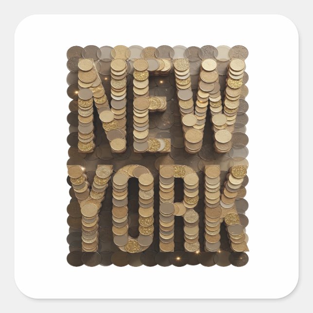 Autocollant Cadeau NEW YORK Or Joyeux (Devant)
