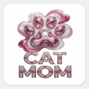 Autocollant Cadeau Original MAMAN CHAT Rose