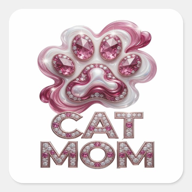 Autocollant Cadeau Original MAMAN CHAT Rose (Devant)