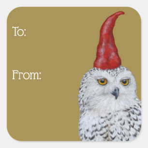 Autocollant cadeau Owl Gnome