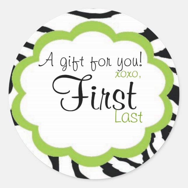 Autocollant cadeau personnalisé Funky Zebra (Devant)