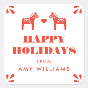 Autocollant cadeau Red Swedish Dala Horse