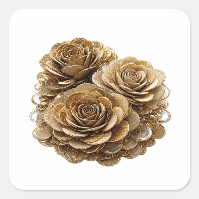 Autocollant Cadeau ROSES D'OR Argent Décolable (Devant)