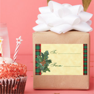Autocollant Cadeau Toile de Noël Verte Rouge