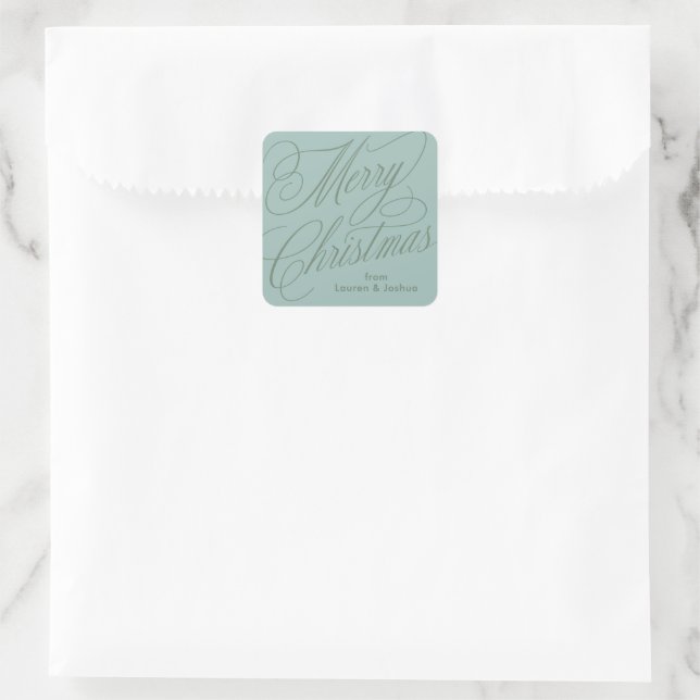 autocollant cadeau vert bleu écriture joyeux noël (Sac)