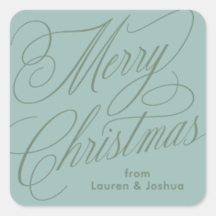 autocollant cadeau vert bleu écriture joyeux noël