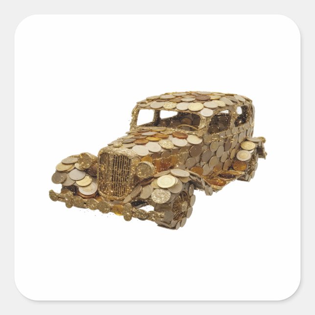 Autocollant Cadeau Voiture Dorée Argent Original (Devant)