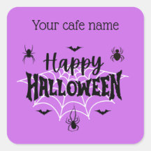 Autocollant Café Violet Joyeux Halloween