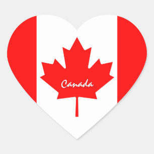 Autocollant Canada, Cœur, Drapeau canadien patriot