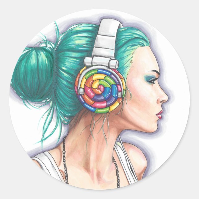 Autocollant Candy Rocker Casque Girl Sticker (Devant)