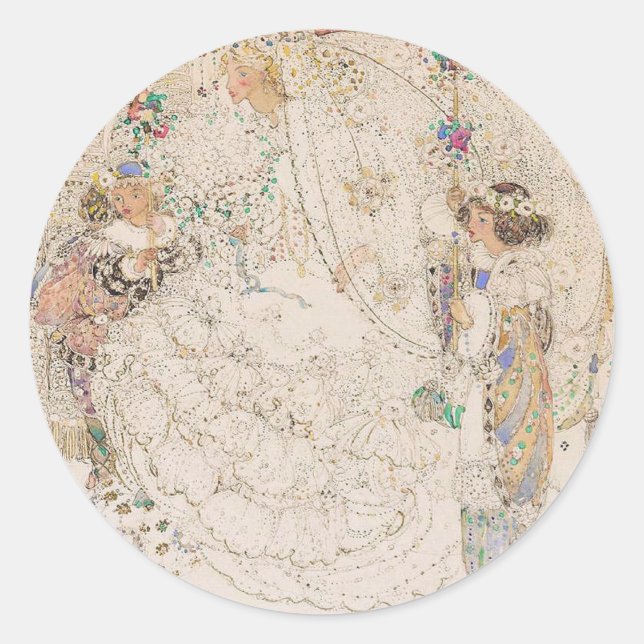 Autocollant cardiaque de mariage Art Nouveau vinta (Devant)