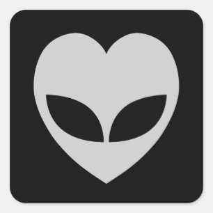Autocollant Carré Alien Love Heart