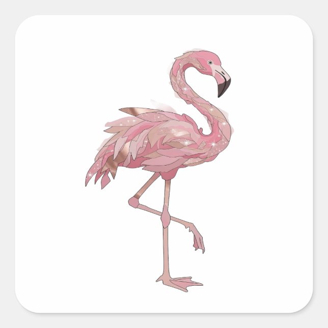Autocollant carré argent FLAMINGO (Devant)