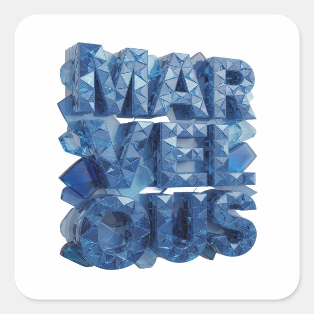Autocollant carré bleu original MARVELOUS (Devant)