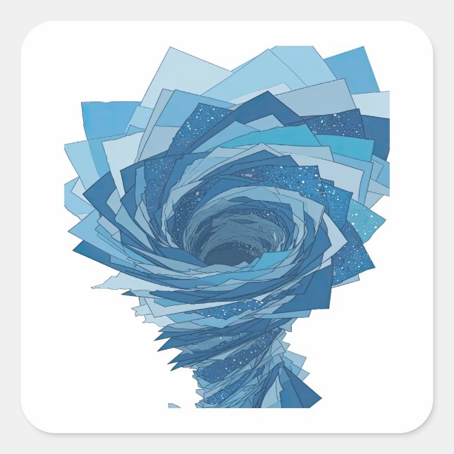 Autocollant carré BLUE TORNADO bleu unique (Devant)