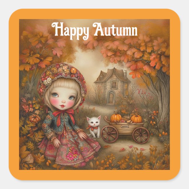 Autocollant carré Bon Automne (Devant)