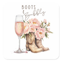 Autocollant carré Boots and Bubbly