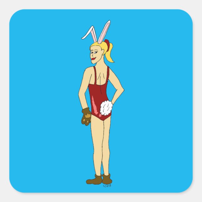 autocollant carré bunnygirl (Devant)