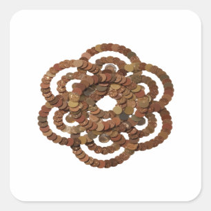 Autocollant carré Cercles de pièce de CUIVRE argen