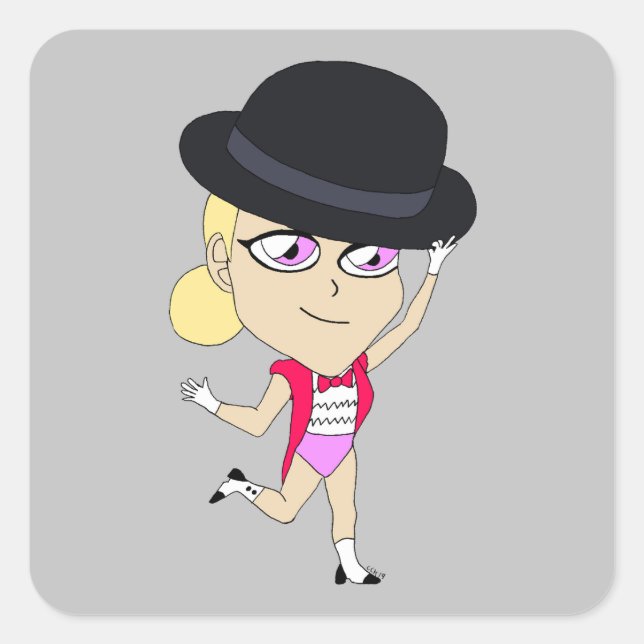 autocollant carré chibi (Devant)