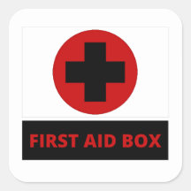 Autocollant carré de boîte de premiers soins