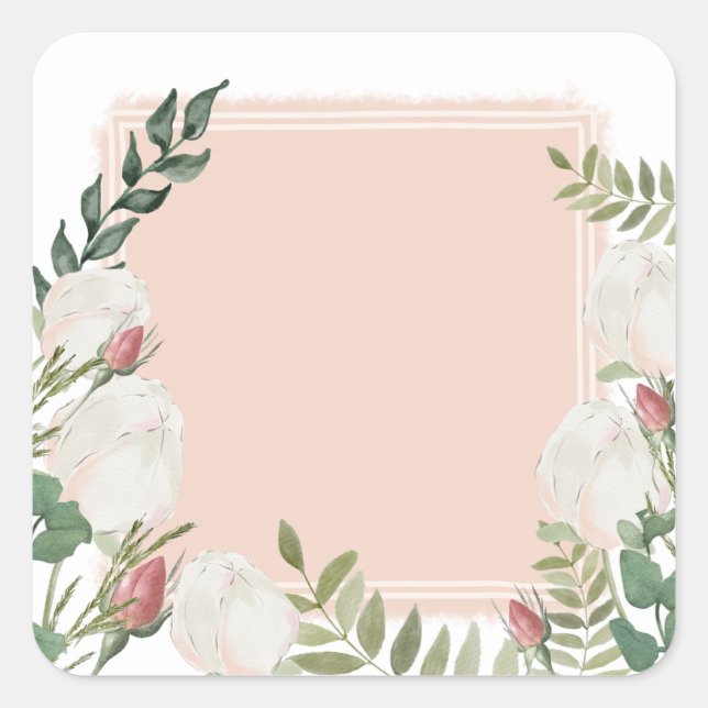 Autocollant carré de bourgeons de fleurs (Devant)