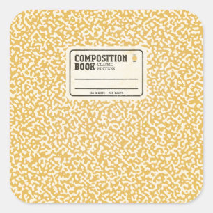 Autocollant Carré de Carnet de composition jaune