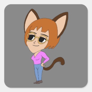 autocollant carré de chibi catgirl