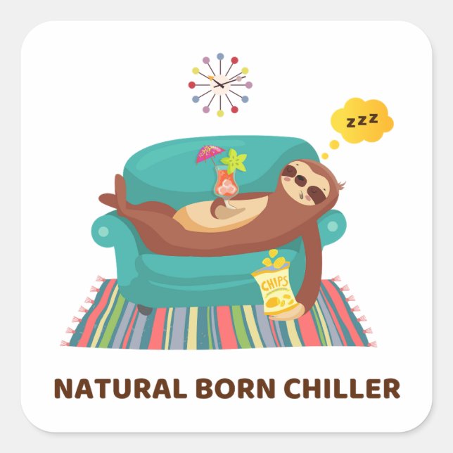 Autocollant Carré de chiller de naissance naturell (Devant)