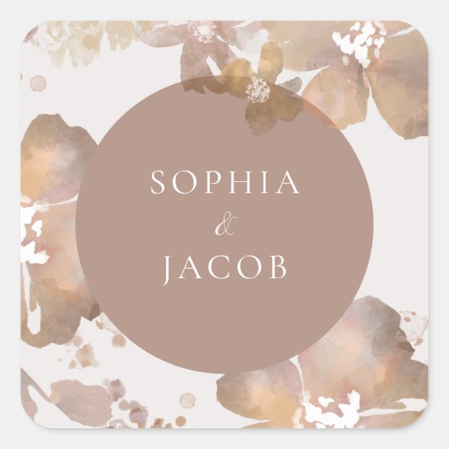 Autocollant Carré de couleur aquarelle (Devant)