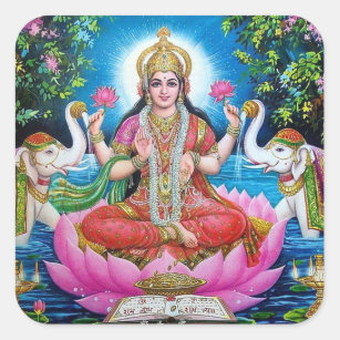 Autocollant carré de déesse de Lakshmi grand