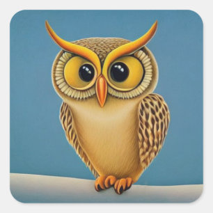 Autocollant Carré de hibou