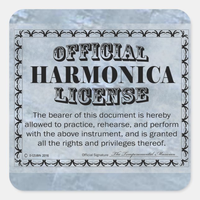 Autocollant Carré de licence Harnonica (Devant)
