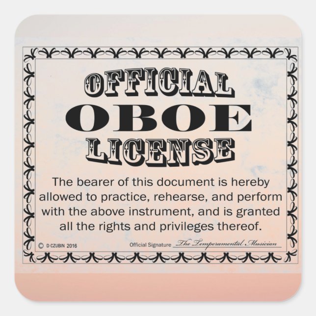 Autocollant Carré de licence Oboe (Devant)
