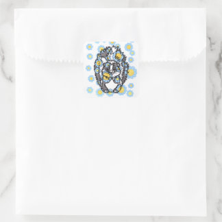 Autocollant carré de mouffette mignonne avec des f