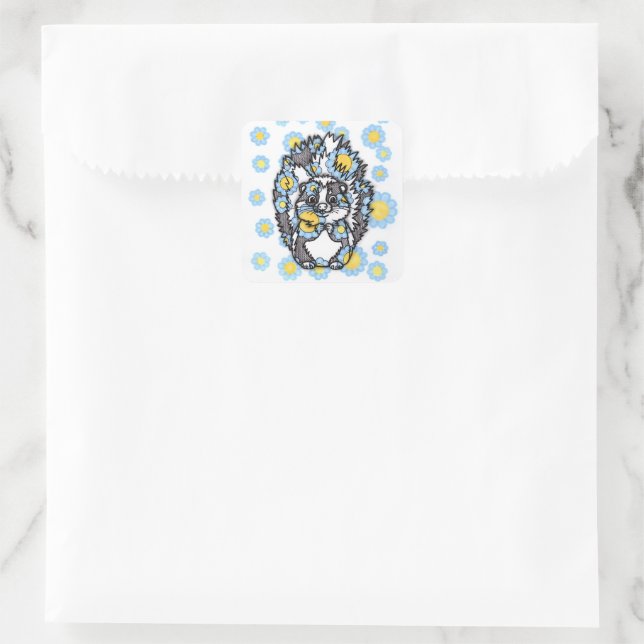 Autocollant carré de mouffette mignonne avec des f (Sac)