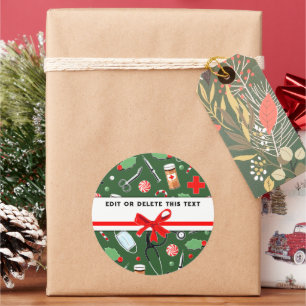 Autocollant Carré de Noël de l'infirmière