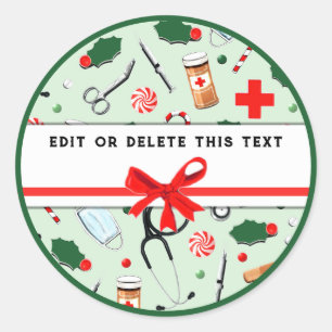 Autocollant Carré de Noël de l'infirmière