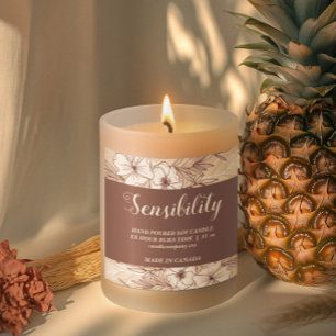 Autocollant carré de produit de bougie fleuri marr