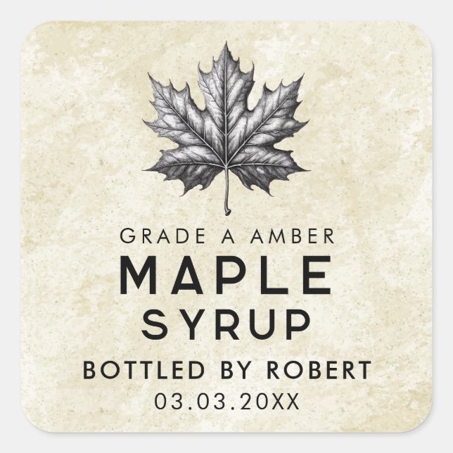 Autocollant carré de recette maison de sirop d'éra (Devant)