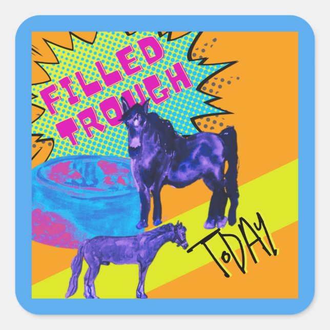 autocollant carré de style comique rempli (Devant)