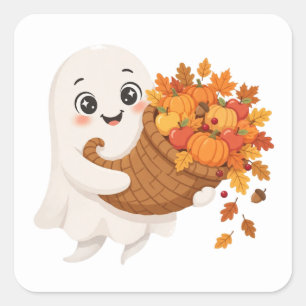 Autocollant carré de Thanksgiving pour fantôme rec