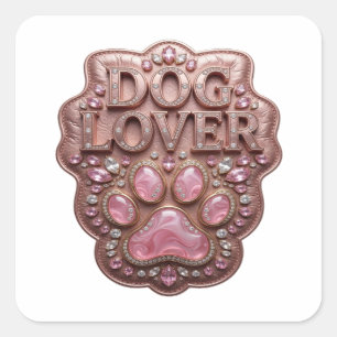 Autocollant carré DOG LOVER Or épluchable