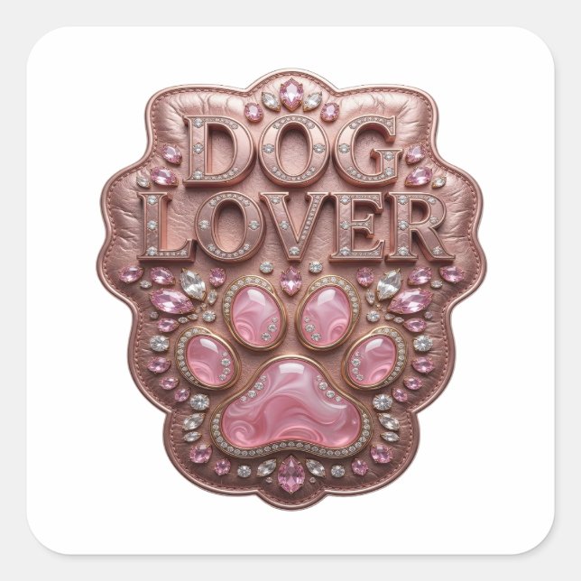 Autocollant carré DOG LOVER Or épluchable (Devant)