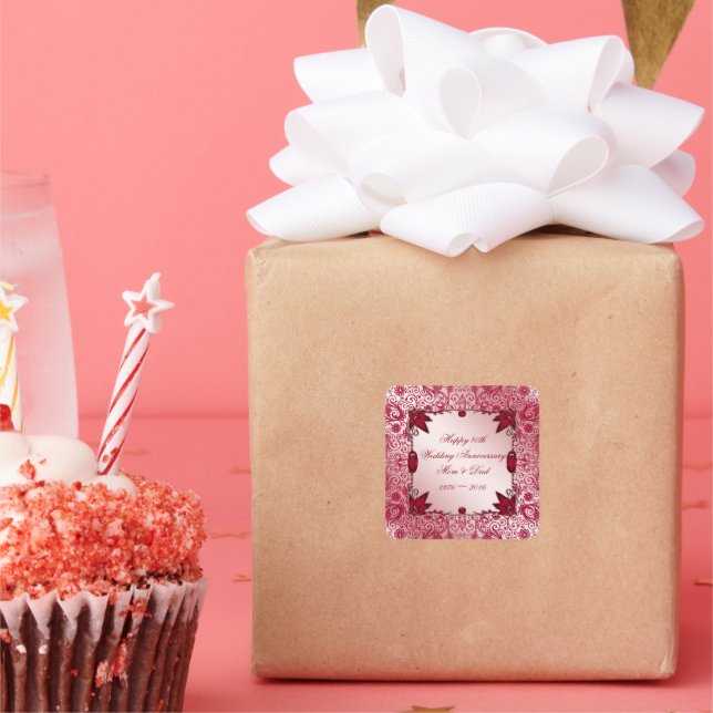 Autocollant Carré du 40e anniversaire du Mariage R (Fête)