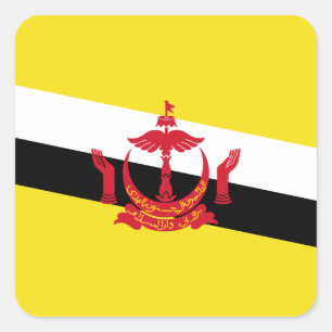 Autocollant carré du drapeau patriotique du Brunei