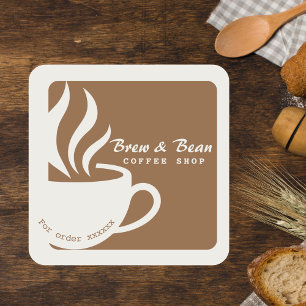 Autocollant carré du logo du café Brown Custom